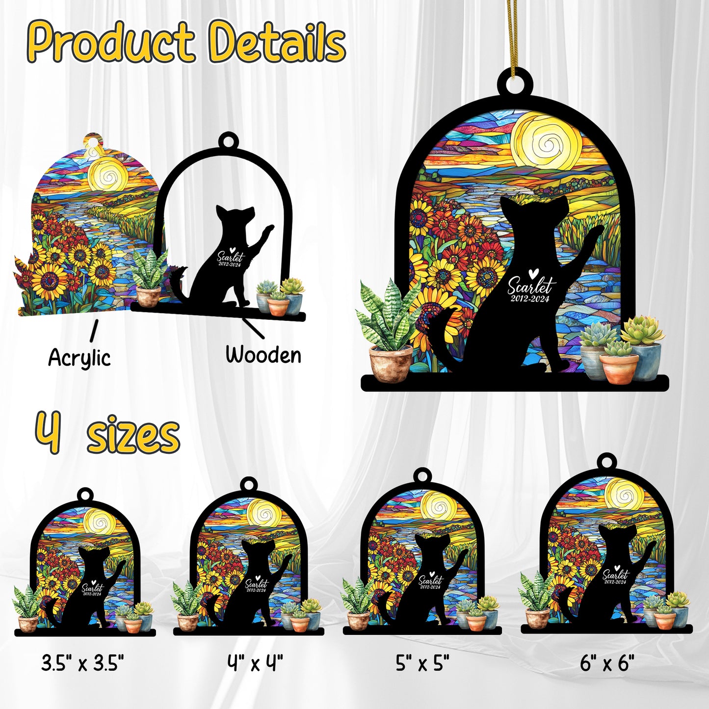 Netecom Personalized Husky Memorial Suncatcher, Custom Husky Ornament with Name Date, Dog Loss Sympathy Gift, Pet Loss Remembrance Gifts, Bereavement Gifts for Loss of Pet, Dog Passing Away Gift