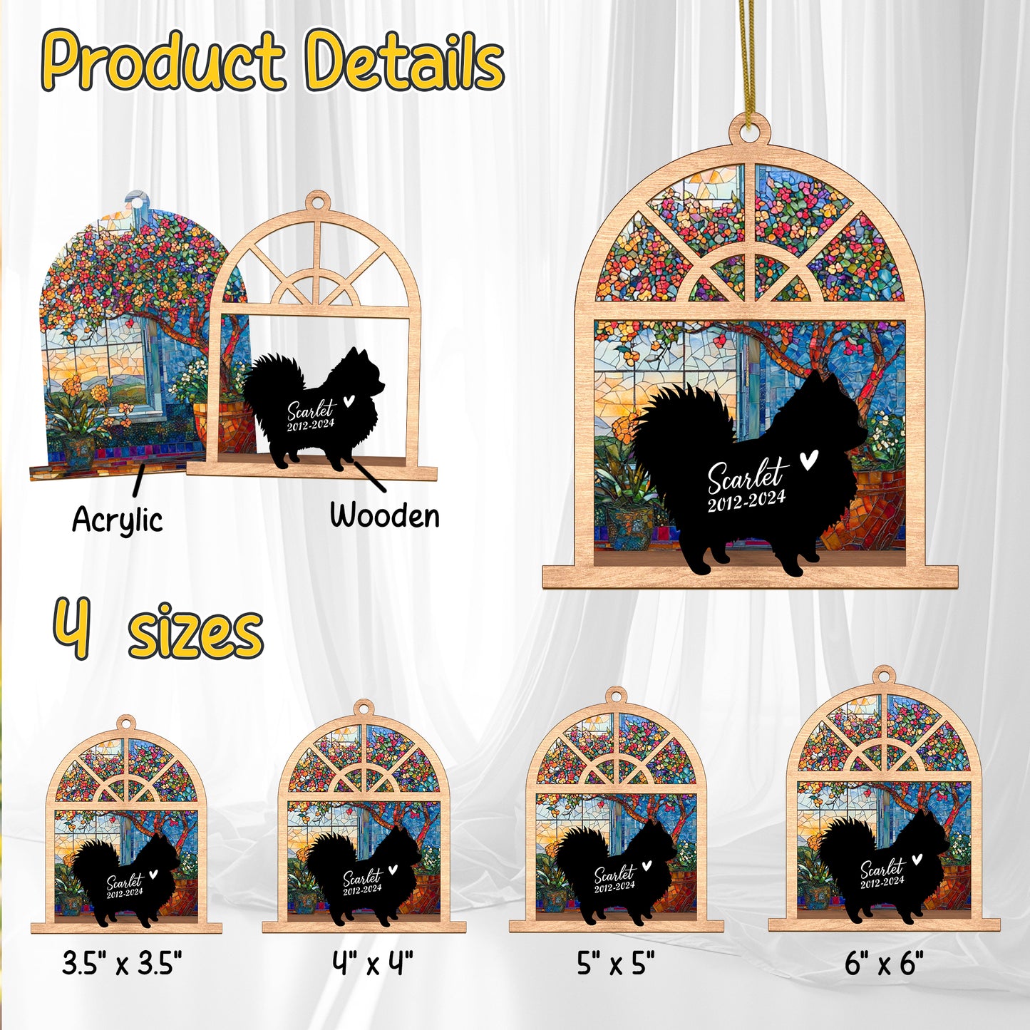 Netecom Personalized Pomeranian Memorial Suncatcher – Dog Loss Sympathy Gift & Pet Remembrance Keepsake