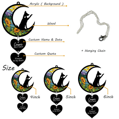 Netecom Personalized German Shepherd Moon Heart Memorial Suncatcher – Dog Loss Sympathy Gift, Forever in My Heart Keepsake