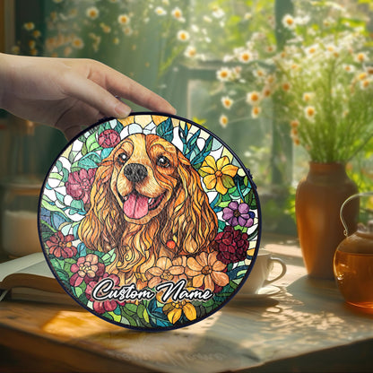 Netecom Personalized Cocker Spaniel Dog Ornament, Custom Memorial Suncatcher, Pet Loss Sympathy Gift, Christmas Decoration