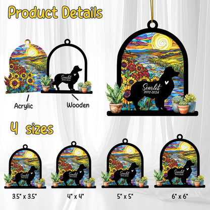Netecom Personalized Border Collie Dog Memorial Suncatcher, Custom Border Collie Ornament with Name Date, Dog Loss Sympathy Gift, Pet Loss Remembrance Gifts, Bereavement Gifts for Loss of Pet