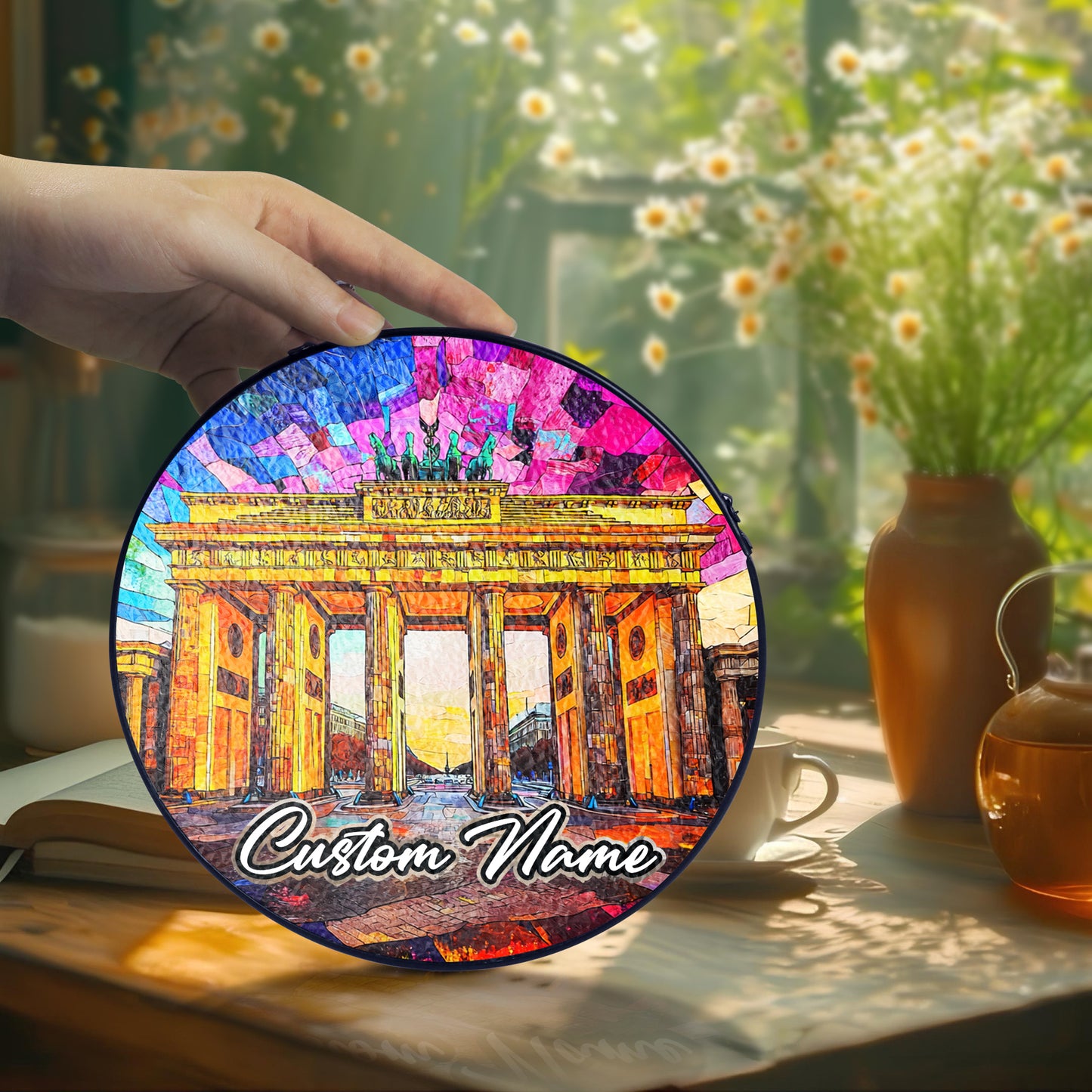Netecom Berlin Gate Stained Glass Sun Catcher – Personalized Germany Landmark Ornament, Custom Home Decor & Cultural Gift