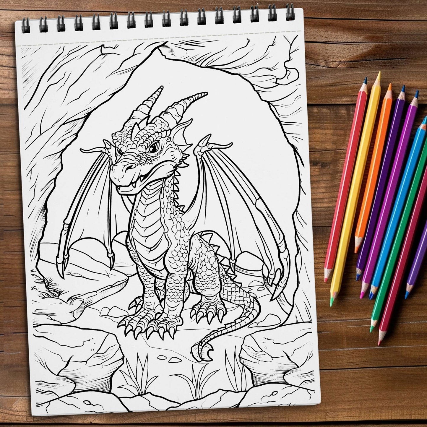 Mythical Creatures Coloring Book Spiral Bound for Adult, Softcover