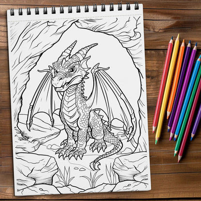 Mythical Creatures Coloring Book Spiral Bound for Adult, Softcover