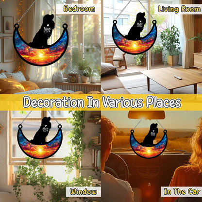 Netecom Personalized Cavalier King Charles Spaniel Memorial Suncatcher, Custom Dog Ornament with Name Date, Dog Loss Sympathy Gift, Pet Loss Sun Catchers, Remembrance Gifts for Loss of Pet