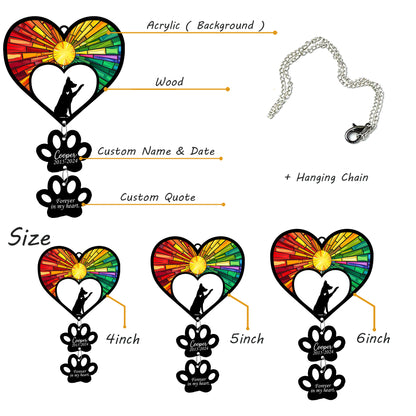 Netecom Personalized German Shepherd Rainbow Heart Paw Memorial Suncatcher, Custom Dog Ornament with Name Date, Pet Loss Sympathy Gift, Dog Remembrance Keepsake