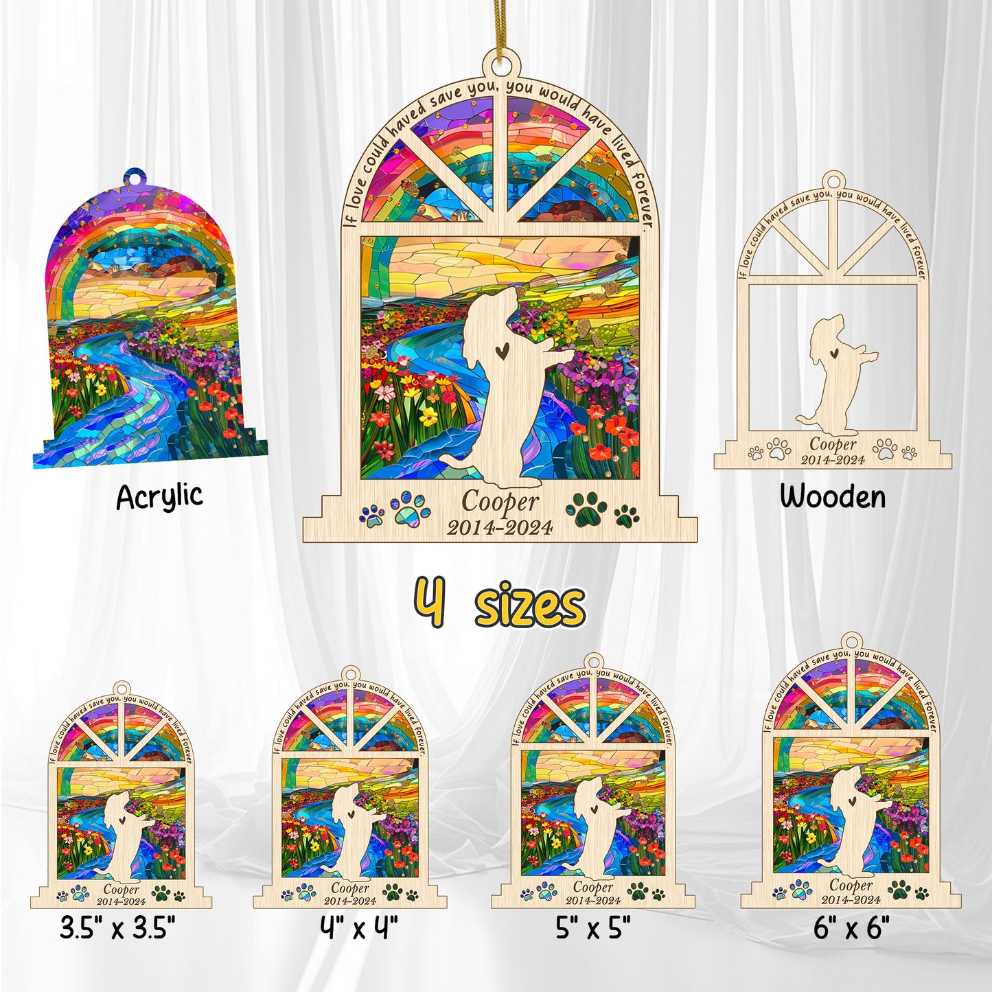 Netecom Personalized Basset Hound Memorial Window Ornament, Custom Dog Ornament with Name Date, Pet Loss Sympathy Gift, Dog Remembrance Keepsake