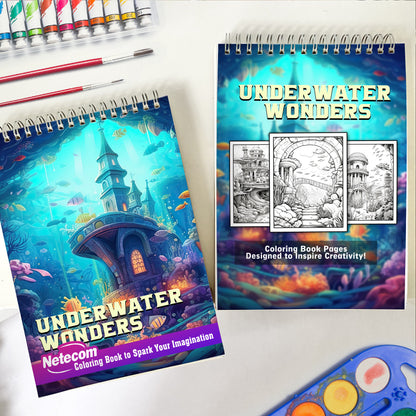 Underwater Wonders Spiral Bound Coloring Book, Delve into 30 Serene Coloring Pages, Depicting Underwater Wonders that Evoke a Sense of Calm and Tranquility