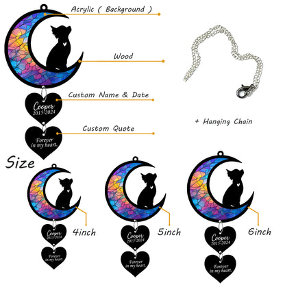 Netecom Personalized Chihuahua Moon Heart Memorial Suncatcher – Pet Loss Sympathy Gift, Dog Remembrance Ornament