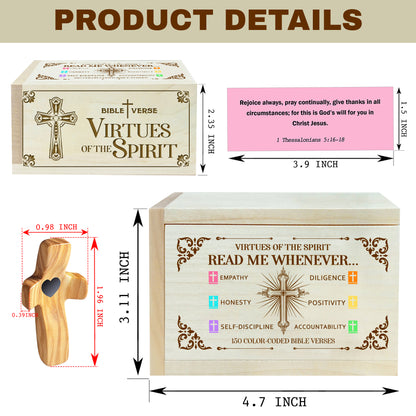 Netecom Christian Bible Verses Box with Prayer Cross, 150 Upgrade Bible Verse Cards Box Set for Emotions and Feelings, 6 Virtues of Faith, Keepsake Gift for Prayer, Encouragement & Inspiration