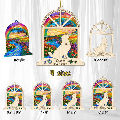 Netecom Personalized Golden Retriever Memorial Window Ornament, Custom Dog Ornament with Name Date, Pet Loss Remembrance Gift, Sympathy Gift for Dog Lovers