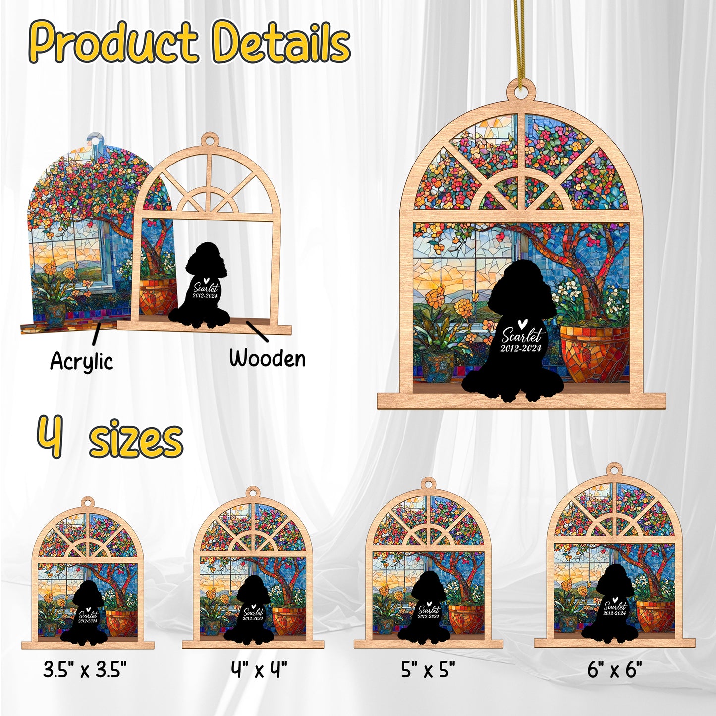 Netecom Personalized Poodle Memorial Suncatcher – Poodle Dog Loss Sympathy Gift & Pet Remembrance Ornament
