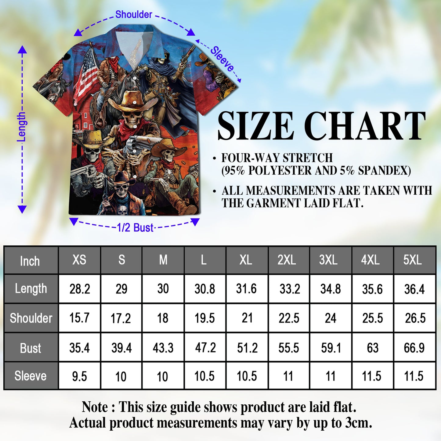 Netecom Western Cowboy Skeleton Hawaiian Shirt for Men, American Flag Button Down Summer Beach Short Sleeve Shirts