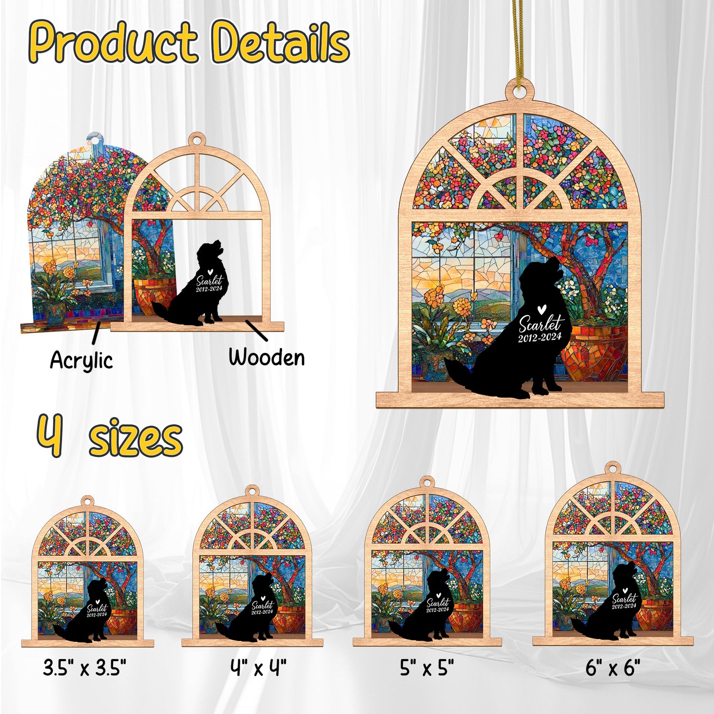 Netecom Personalized Golden Retriever Memorial Suncatcher – Pet Loss Sympathy Gift & Dog Memorial Ornament