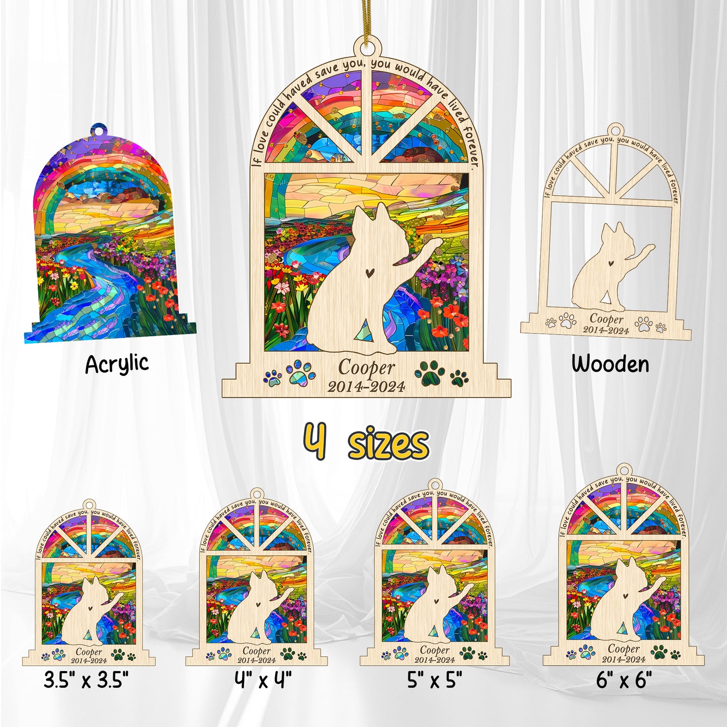 Netecom Personalized Boston Terrier Memorial Window Ornament, Custom Dog Ornament with Name Date, Pet Loss Remembrance Gift, Bereavement Gift for Dog Lovers