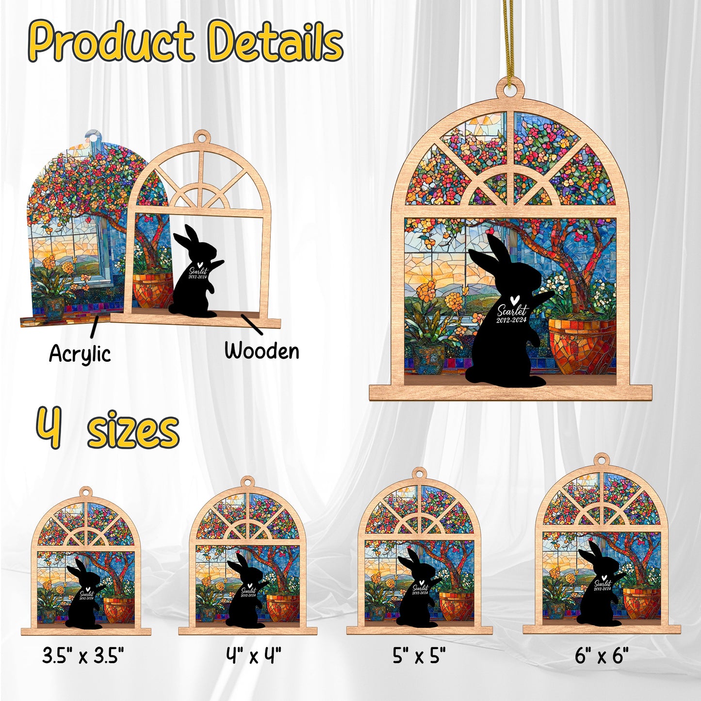 Netecom Personalized Rabbit Memorial Suncatcher – Pet Loss Sympathy Gift & Bunny Remembrance Ornament