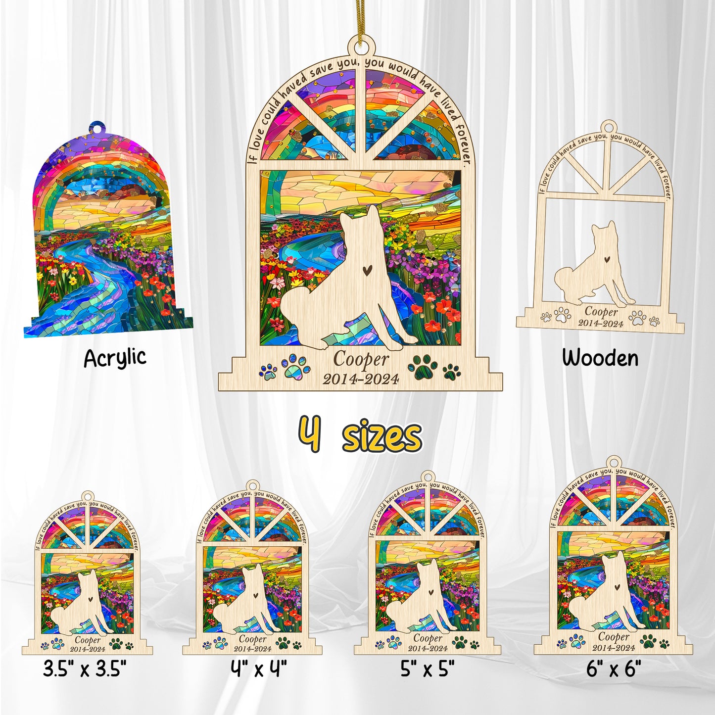 Netecom Personalized Akita Memorial Window Ornament, Custom Dog Memorial Gift with Name Date, Pet Loss Remembrance Suncatcher, Sympathy Gift for Dog Lovers