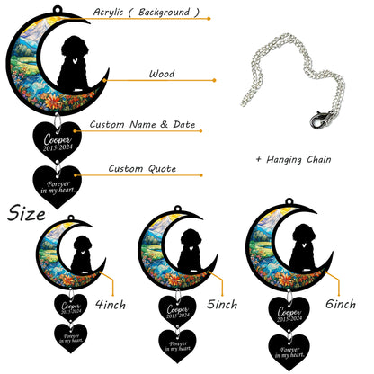 Netecom Personalized Cocker Spaniel Moon Heart Memorial Suncatcher – Dog Loss Remembrance Gift, Forever Loved Ornament