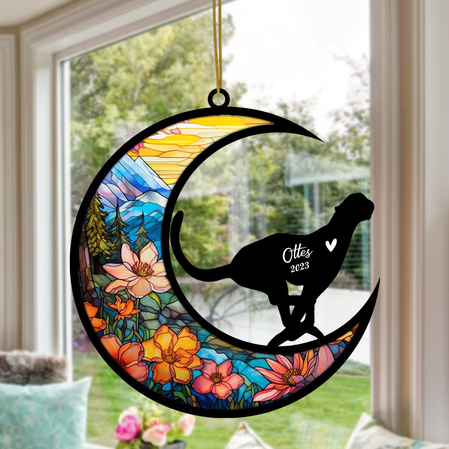 Netecom Personalized Cheetah Memorial Suncatcher - Cheetah Christmas Ornament with Name - Pet Loss Stained Glass Light Catcher - Bereavement & Sympathy Gift for Loss of Pet