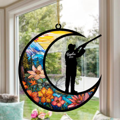 Netecom Personalized Hunting Suncatcher Christmas Ornament 2025 - Custom Hunter & Archery Gifts - Camo Hunter Archer Christmas Ornament - Unique Hunting Gifts for Dad, Father, Husband, Brother