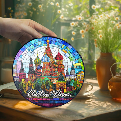 Netecom Personalized America Stained Glass Sun Catcher – Statue of Liberty Design, Custom Patriotic Decor for Home, Office, and Special Gifts