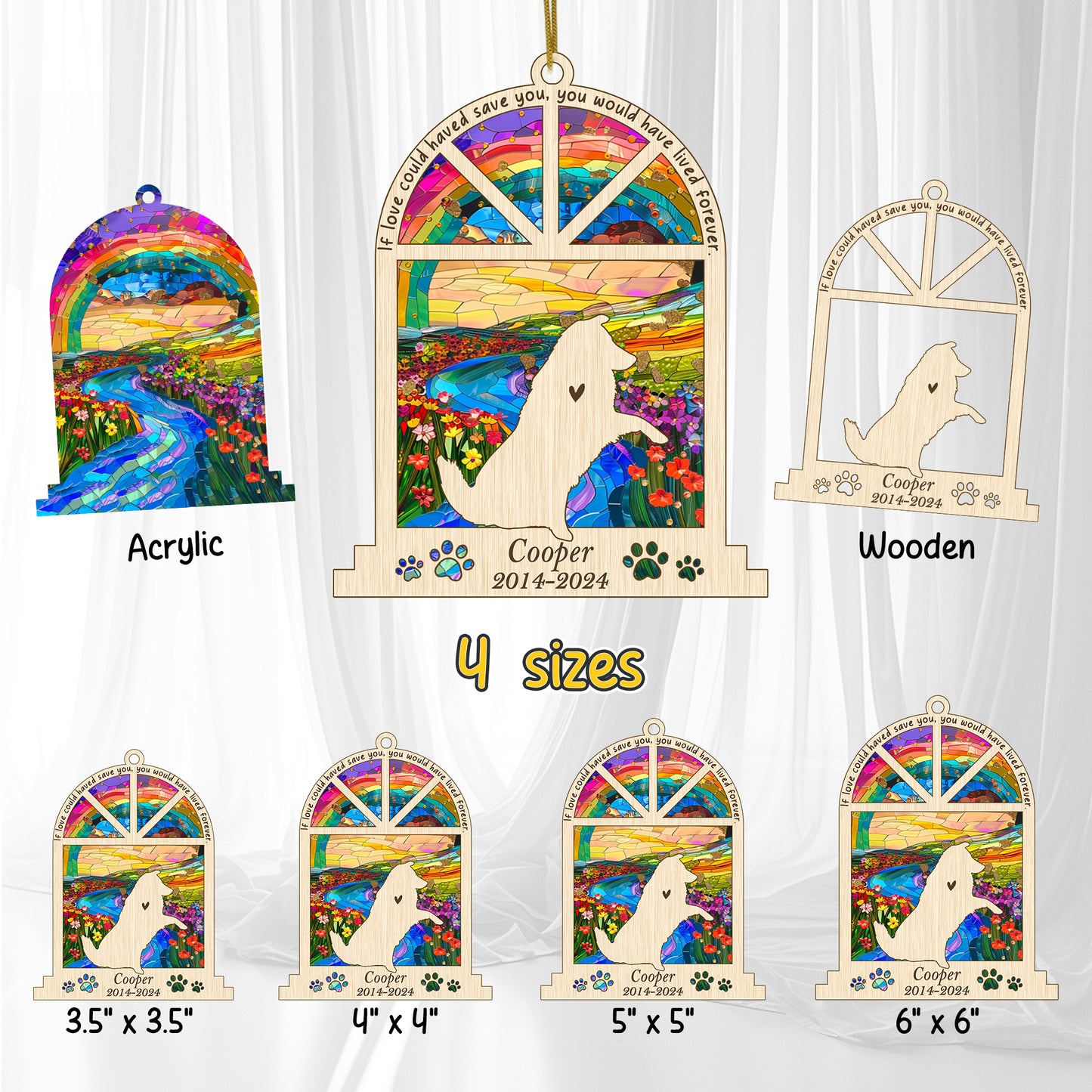Netecom Personalized Australian Shepherd Memorial Window Ornament, Custom Dog Memorial Gift with Name Date, Pet Loss Remembrance Suncatcher, Bereavement Gift