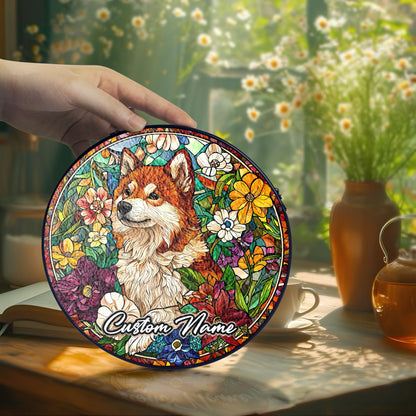 Netecom Custom Akita Dog Ornament, Personalized Memorial Suncatcher, Pet Loss Sympathy Gift, Christmas Decoration