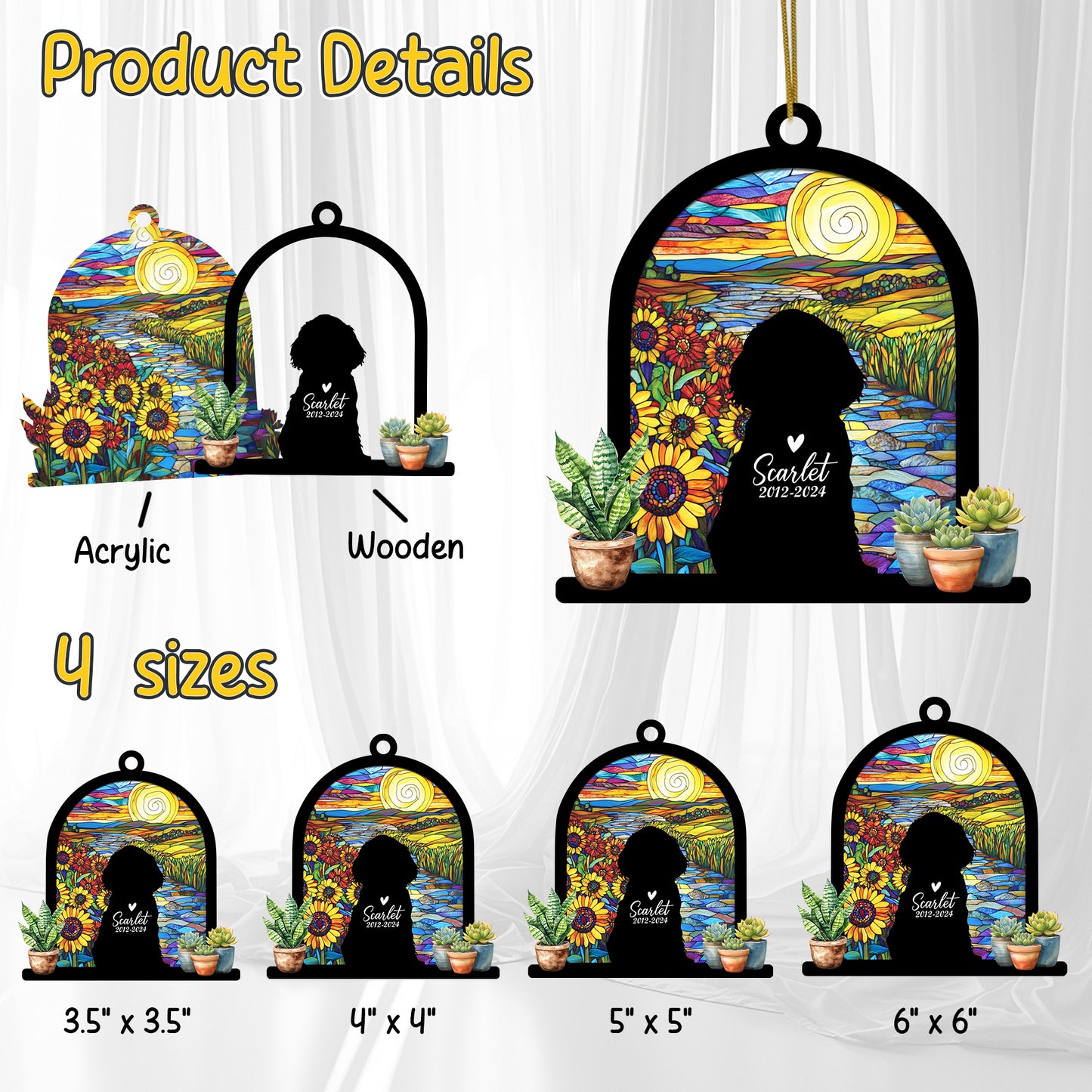 Netecom Personalized Cocker Spaniel Memorial Suncatcher, Custom Cocker Spaniel Ornament with Name Date, Dog Loss Sympathy Gift, Pet Loss Remembrance Gifts, Bereavement Gifts for Loss of Pet
