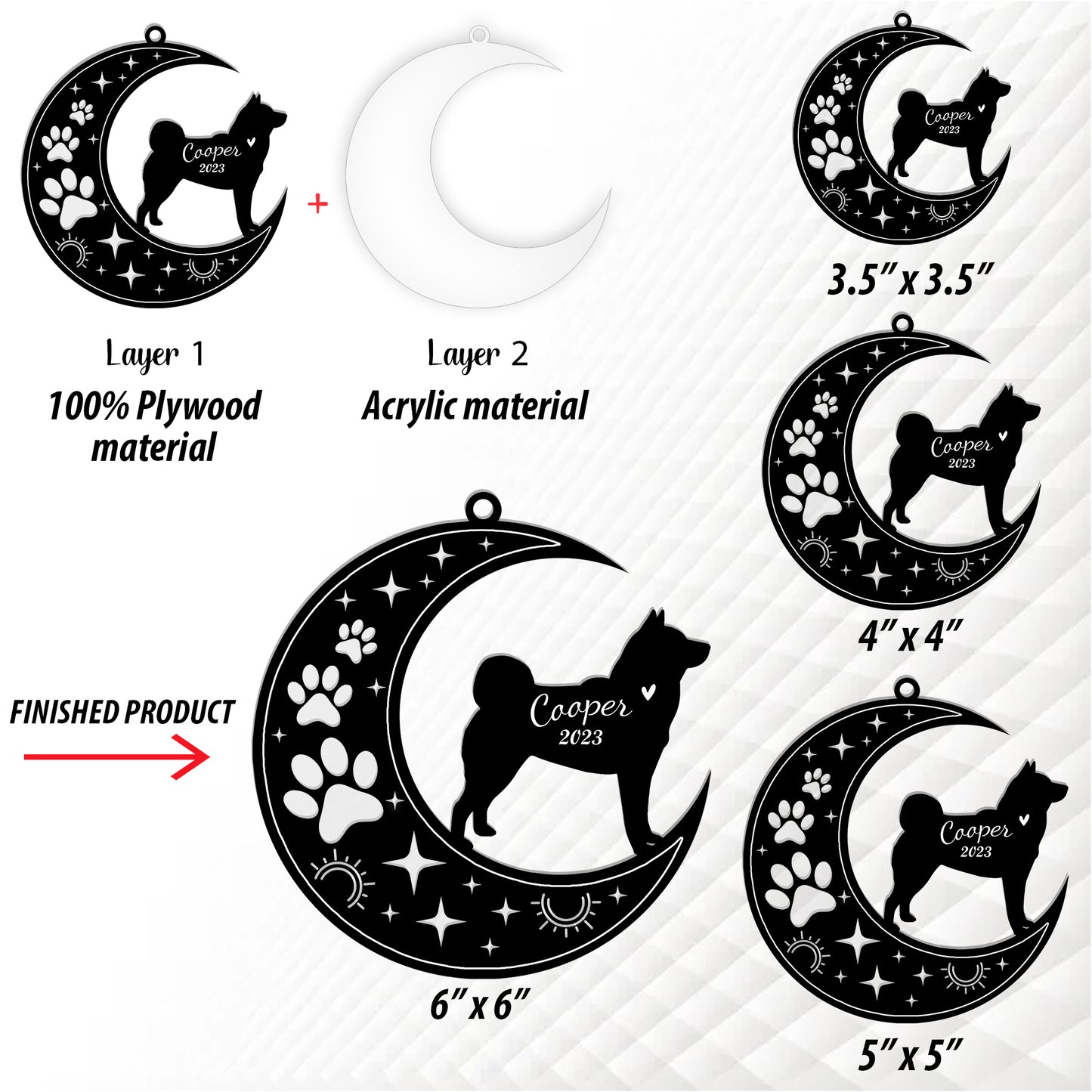Netecom Akita Dog Memorial Suncatcher, Personalized Akita Ornament with Name Date, Dog Loss Sympathy Gift for Pet Loss Sun Catchers, Dog Grief Gift, Bereavement Gifts for Loss of Pet