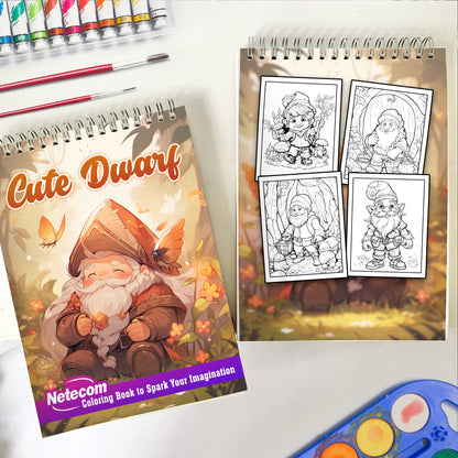 Cute Dwarf Spiral Bound Coloring Book: 30 Exquisite Cute Dwarf Coloring Pages for Fairy Tale Enthusiasts to Bring Adorable Dwarves to Life