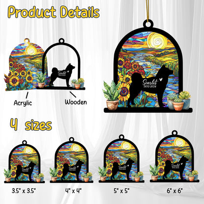 Netecom Personalized Akita Memorial Suncatcher, Custom Akita Ornament with Name Date, Dog Loss Sympathy Gift, Pet Loss Remembrance Gifts, Bereavement Gifts for Loss of Pet, Dog Passing Away Gifts