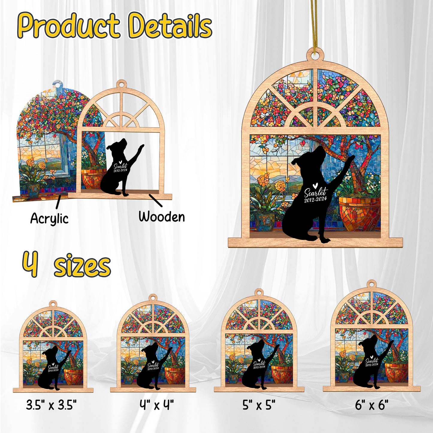 Netecom Personalized Pitbull Memorial Suncatcher – Pitbull Dog Loss Sympathy Gift & Pet Remembrance Ornament
