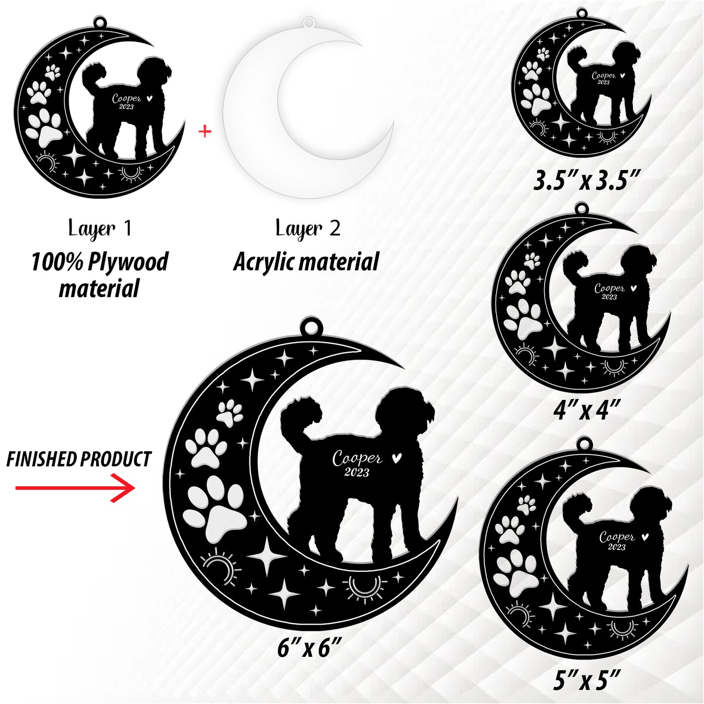 Netecom Labradoodle Dog Memorial Suncatcher, Personalized Labradoodle Ornament with Name Date, Dog Loss Sympathy Gift for Pet Loss Sun Catchers, Dog Grief Gift, Bereavement Gifts for Loss of Pet