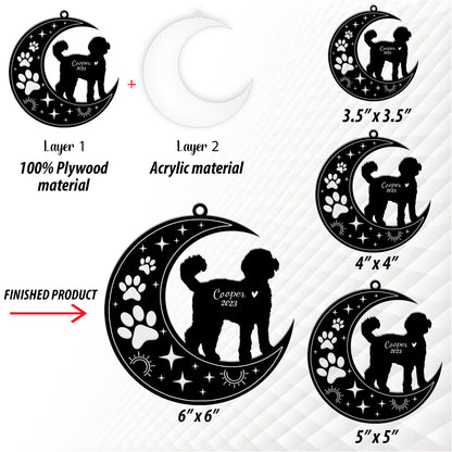 Netecom Labradoodle Dog Memorial Suncatcher, Personalized Labradoodle Ornament with Name Date, Dog Loss Sympathy Gift for Pet Loss Sun Catchers, Dog Grief Gift, Bereavement Gifts for Loss of Pet