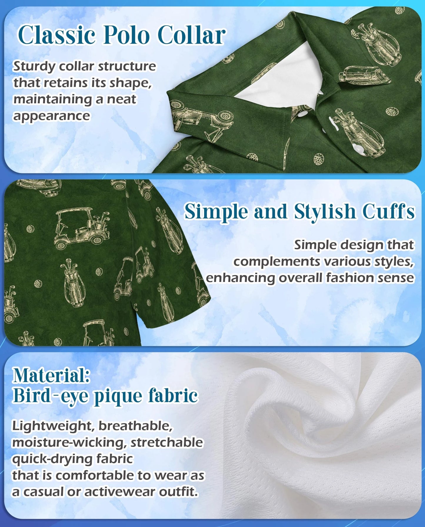 Vintage Golf Pattern Polo Shirt for Men – Classic Sports Style | Netecom