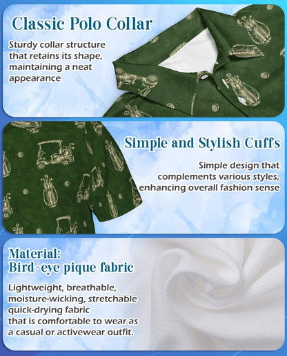 Vintage Golf Pattern Polo Shirt for Men – Classic Sports Style | Netecom