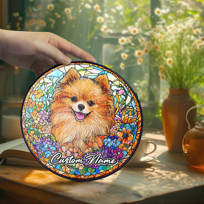 Netecom Personalized Pomeranian Dog Ornament, Custom Pet Memorial Suncatcher, Pet Loss Remembrance Gift, Christmas Decoration