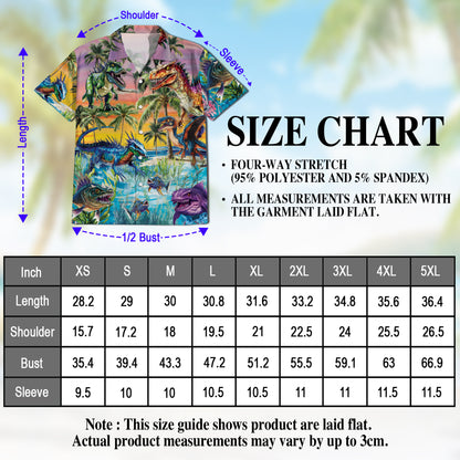 Netecom Tropical Dinosaur Hawaiian Shirt for Men, Dinosaur Lover Gifts, Animal Button Down Summer Beach Shirts