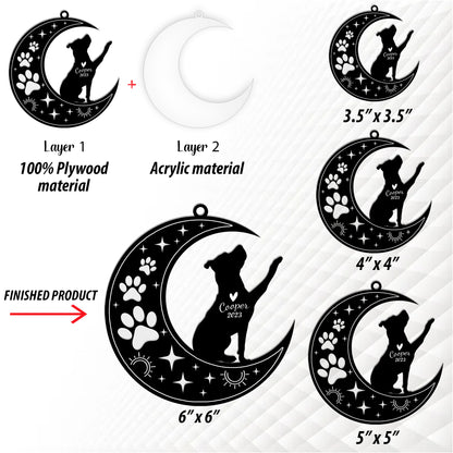 Netecom Pitbull Dog Memorial Suncatcher, Personalized Pitbull Ornament with Name Date, Dog Loss Sympathy Gift for Pet Loss Sun Catchers, Dog Grief Gift, Bereavement Gifts for Loss of Pet