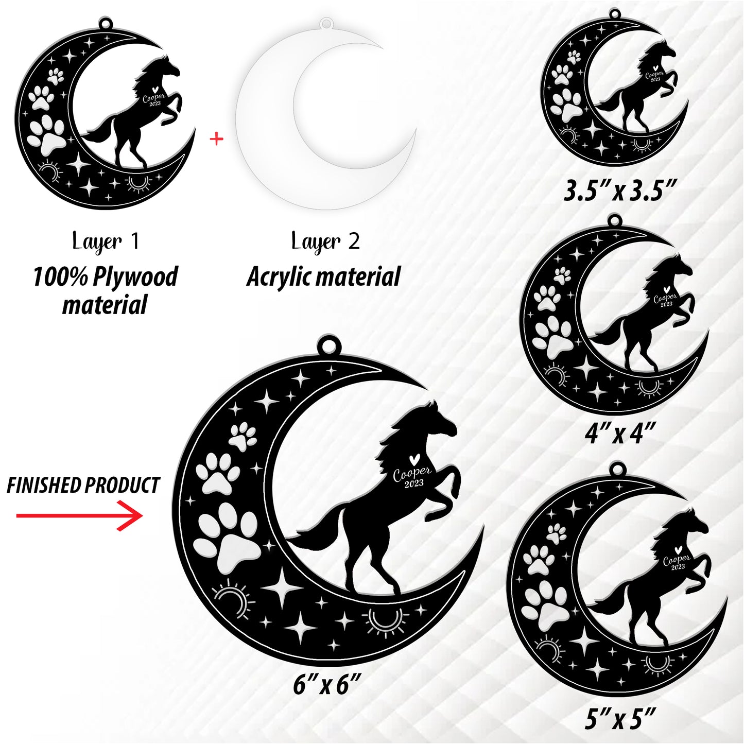 Netecom Horse Memorial Suncatcher, Personalized Horse Ornament with Name Date, Pet Loss Sympathy Gift for Pet Loss Sun Catchers, Pet Grief Gift, Bereavement Gifts for Loss of Pet