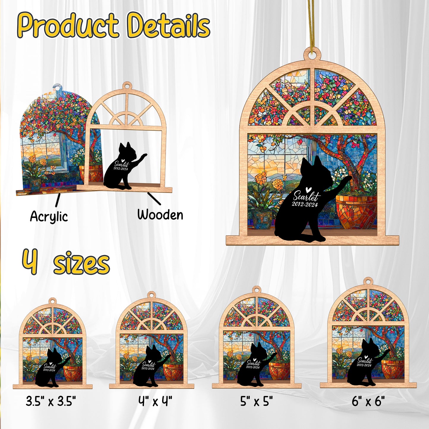 Netecom Personalized Boston Terrier Memorial Suncatcher, Custom Boston Terrier Ornament with Name & Date, Dog Loss Sympathy Gift, Pet Loss Keepsake