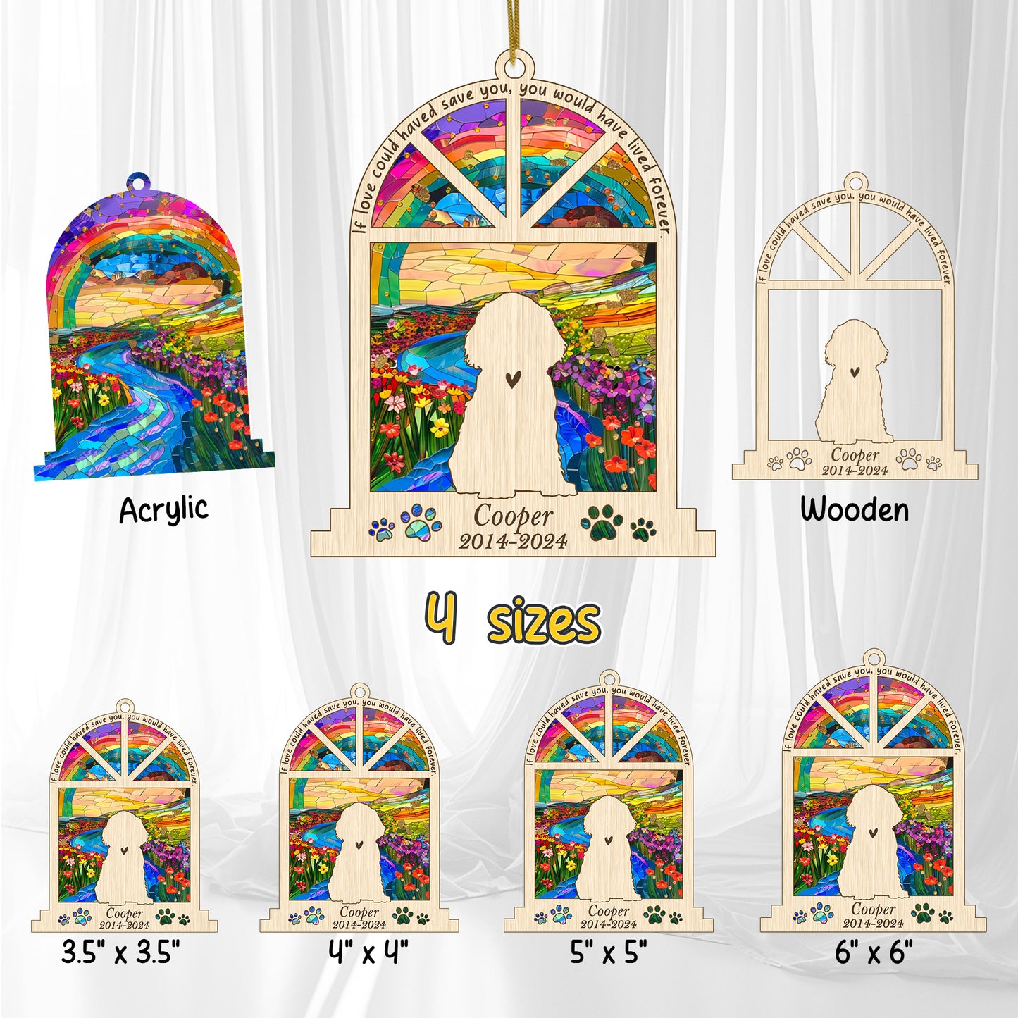 Netecom Personalized Cocker Spaniel Memorial Window Ornament, Custom Dog Ornament with Name Date, Pet Loss Sympathy Gift, Remembrance Keepsake for Dog Lovers
