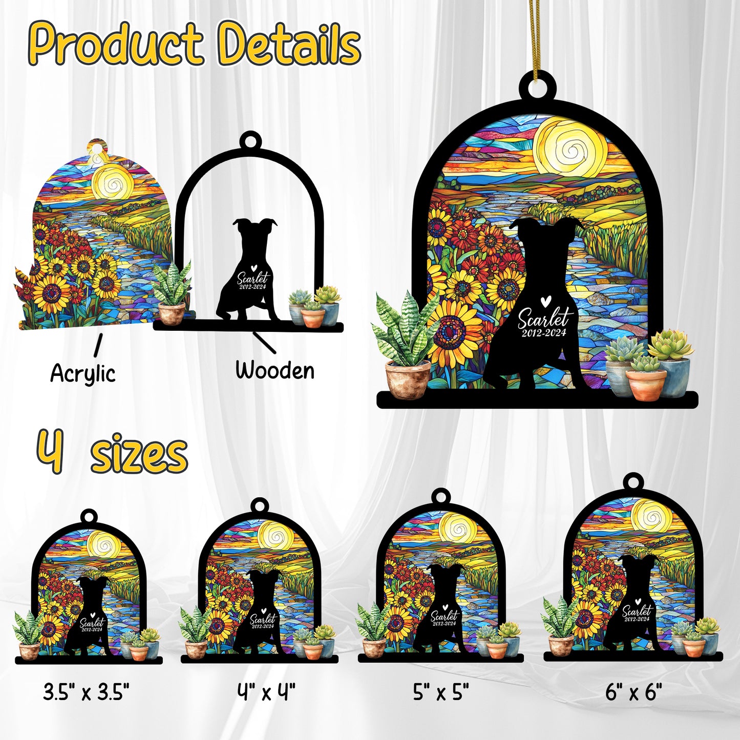 Netecom Personalized Jack Russell Memorial Suncatcher, Custom Jack Russell Ornament with Name Date, Dog Loss Sympathy Gift, Pet Loss Remembrance Gifts, Passing Away, Bereavement Gifts for Loss of Pet