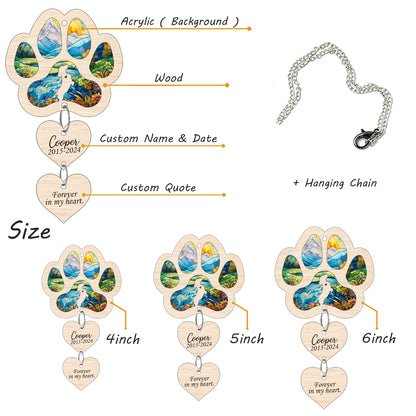 Netecom Personalized Dachshund Paw Heart Memorial Suncatcher, Dog Paw Ornament with Name Date, Pet Loss Sympathy Gift, Dog Remembrance Keepsake