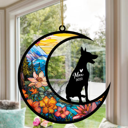 Netecom Personalized Doberman Memorial Suncatcher - Dog Loss Sympathy Gift with Name & Date - Doberman Christmas Ornament & Pet Bereavement Keepsake