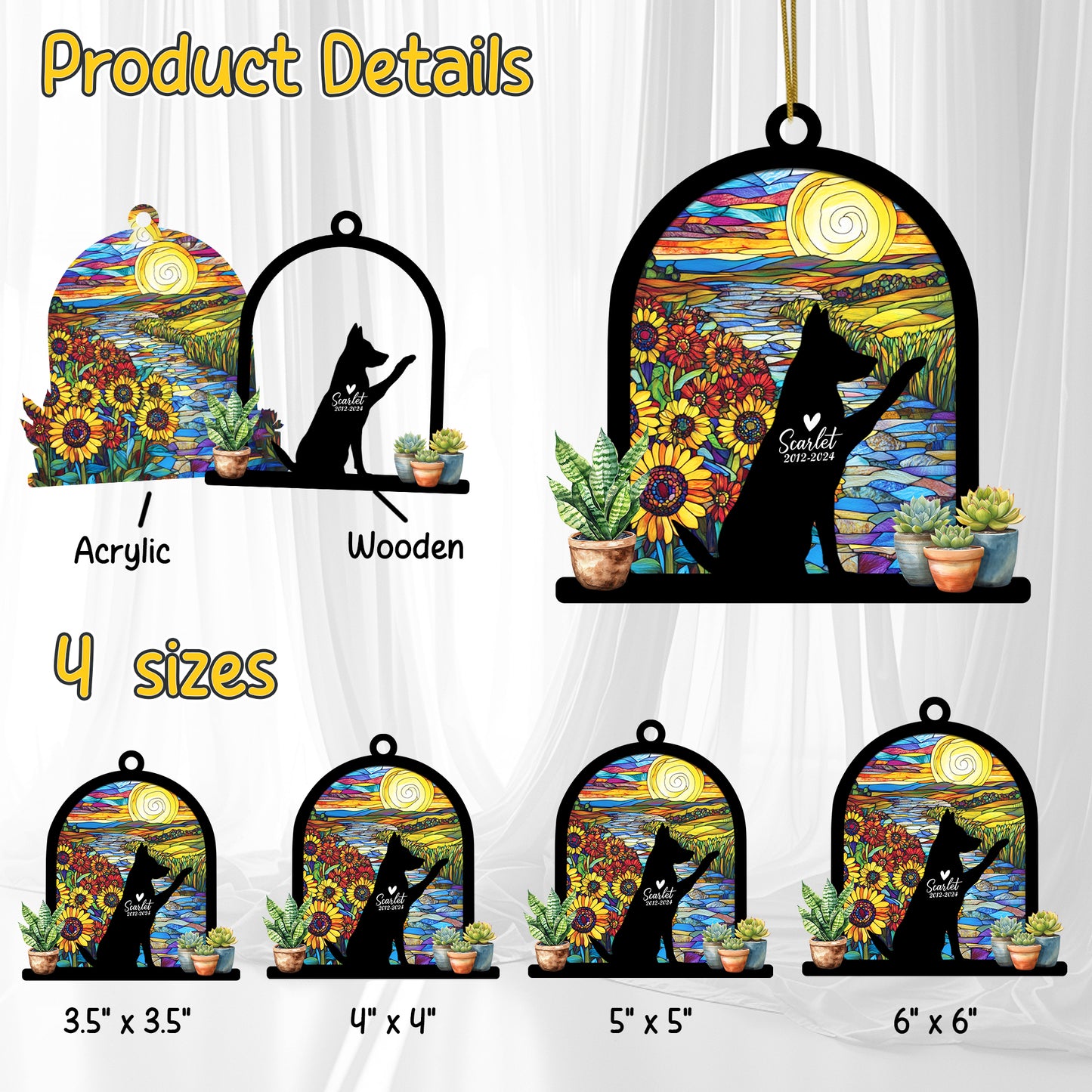 Netecom Personalized German Shepherd Memorial Suncatcher, Custom German Shepherd Ornament with Name Date, Dog Loss Sympathy Gift, Pet Loss Remembrance Gifts, Bereavement Gifts for Loss of Pet