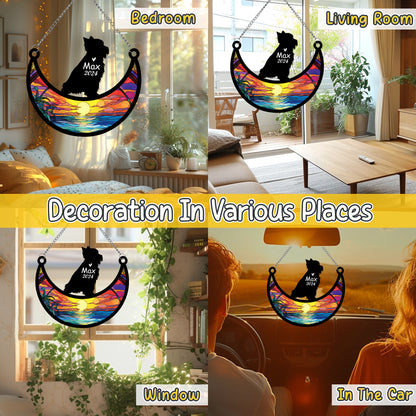 Netecom Personalized Yorkshire Terrier Memorial Suncatcher, Custom Yorkshire Terrier Ornament with Name Date, Dog Loss Sympathy Gift, Pet Loss Remembrance Gifts, Bereavement Gifts for Loss of Pet, Dog Grief Gift