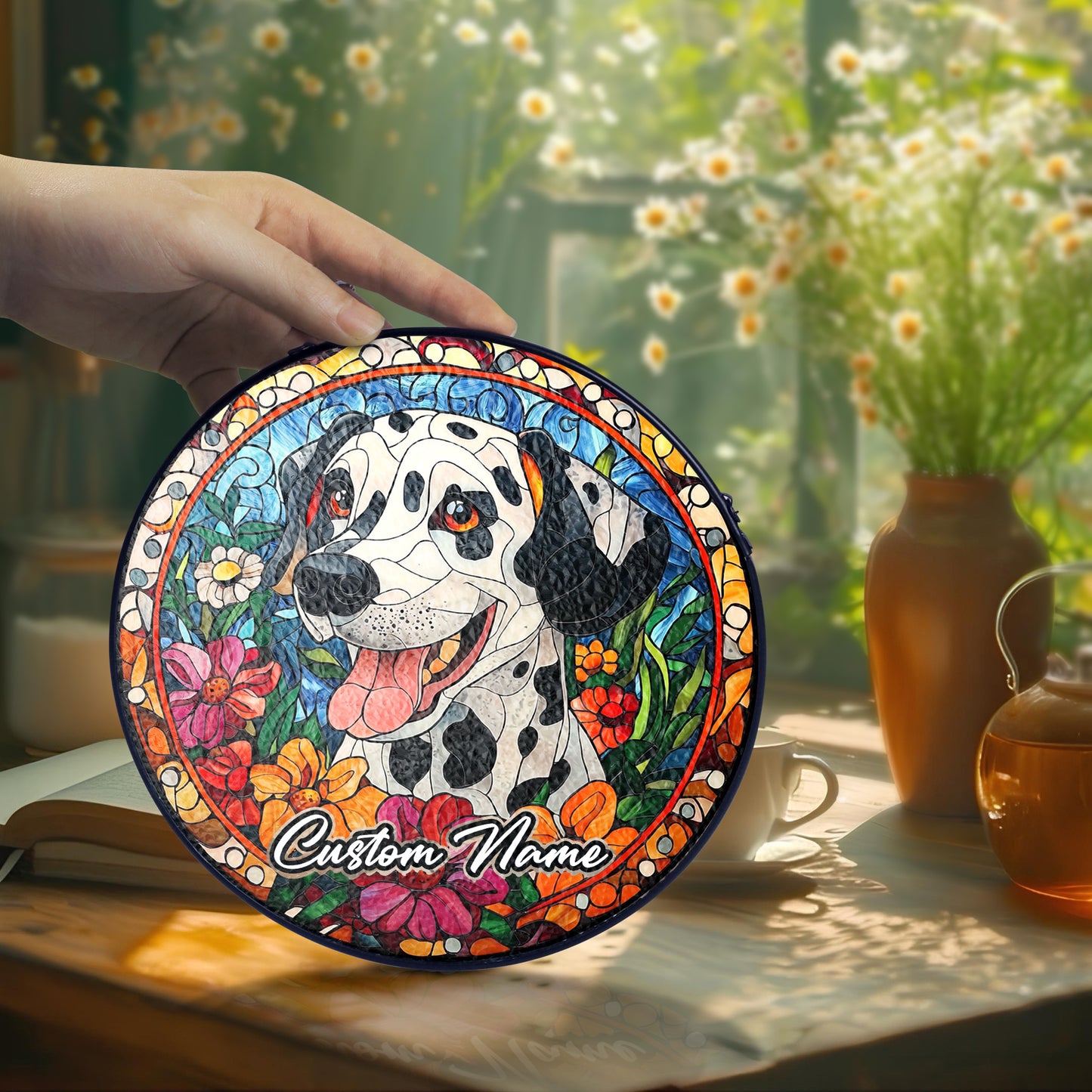 Netecom Personalized Dalmatian Dog Ornament, Custom Memorial Suncatcher, Pet Loss Remembrance Gift, Christmas Decoration