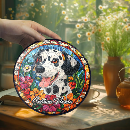 Netecom Personalized Dalmatian Dog Ornament, Custom Memorial Suncatcher, Pet Loss Remembrance Gift, Christmas Decoration