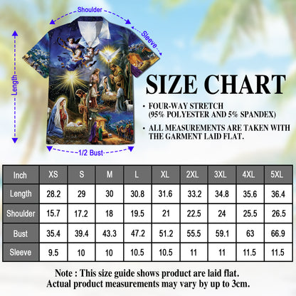 Netecom Nativity Scene Hawaiian Shirt for Men, Vintage Vintage Christmas Button Down Beach Short Sleeve Shirts